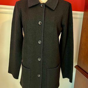 Classic Liz Claiborne Black Wool Sweater/Cardigan